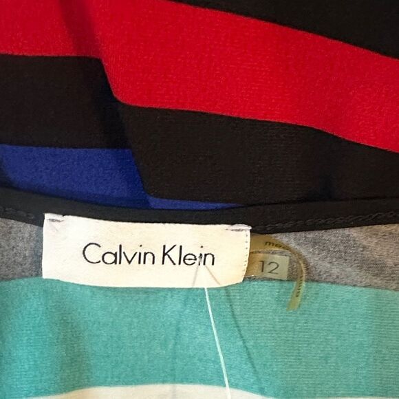 Calvin Klein Striped Multicolor Sleeveless Dress Size 12 - Picture 10 of 10